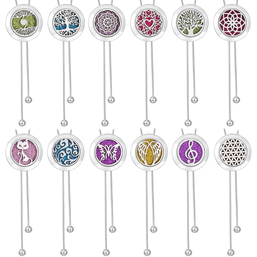 Tree Of Life Aromatherapy Necklace Spiral Open Perfume Locket Essential Oil Diffuser Tassel Pendant Necklace Aroma Jewelry Gift
