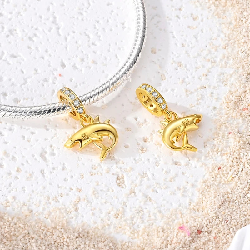 Hot Sales 925 Sterling Silver Golden Series Charms Beads Cross Devil's Eye Bow Charms Pendant Fit Original Bracelet DIY Jewelry