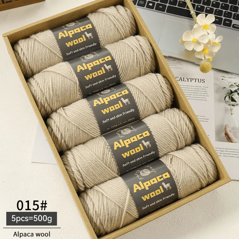 500g Alpaca Wool 245 Chunky Knitting Yarn Multi-Color Autumn and Winter Fashionable Gift for Men and Women DIY Knitting Material Kit for Warm Sweaters, Coats, Scarves, Hats, Gloves, Leg Warmers, Knee Pads Yarn Balls 5Pcs/Pack