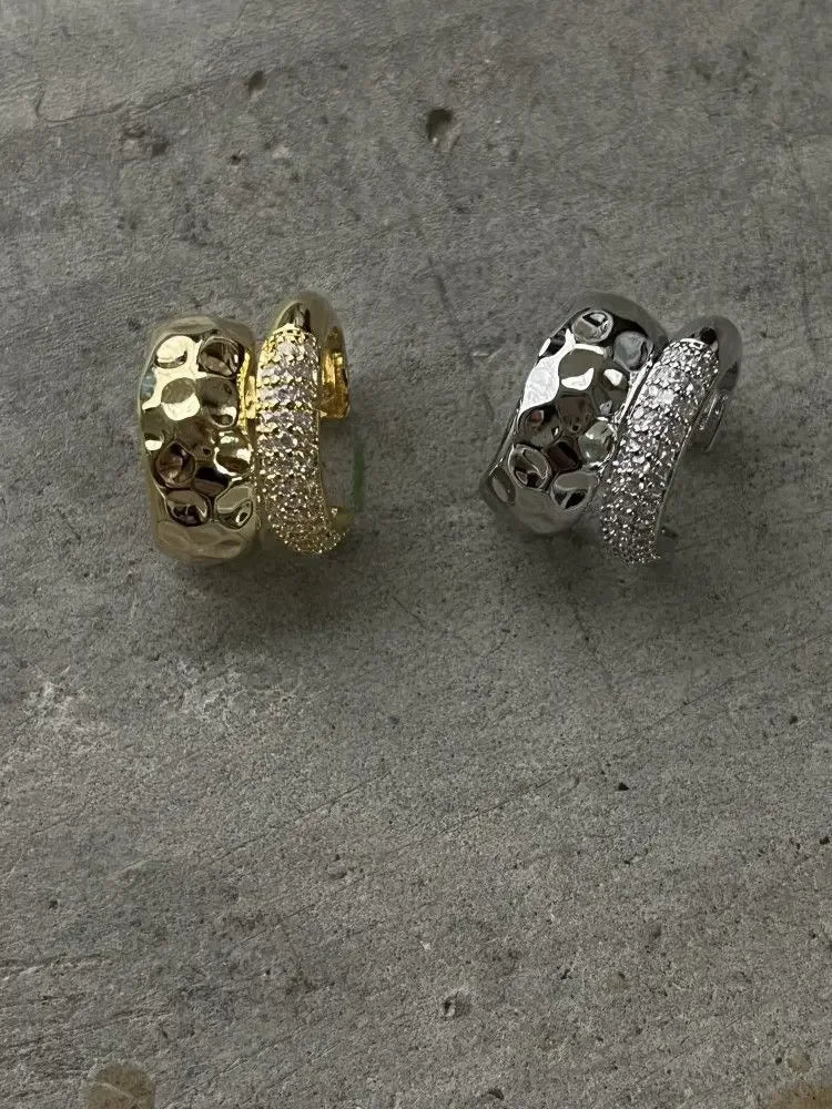New Fashion Zircon Double-layer Ear Cuff No Piercing Earring 2023 Trendy Punk Unique Metal Geometric Ear Clip for Women Jewelry