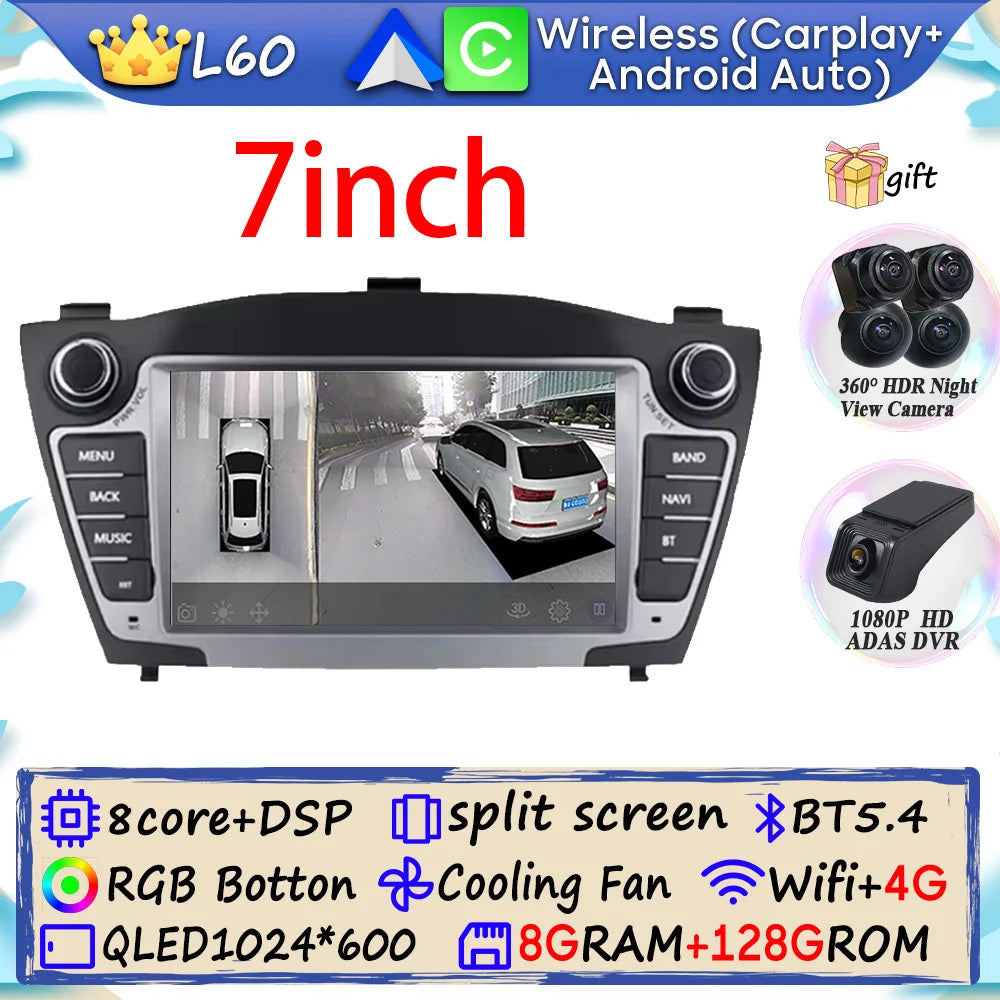 Auto Radio Android 15 Car For Hyundai Tucson 2 LM IX35 2009-2015 Multimedia Dash Cam Player Screen Navigation Head Unit No DVD