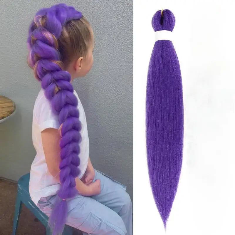 26inch Long Purple Braided KPOP Rumi Cosplay Wig Heat Resistant Synthetic Ponytail Braid Accessory
