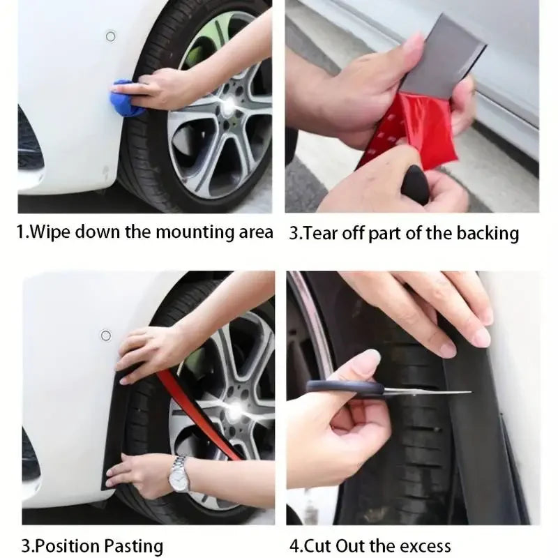 Car Fender Flares Wheel Arch Guard Trim Moulding Strip Eyebrow Lip Anti Scratch Mudflaps Universal Rubber Seal Protector Styling