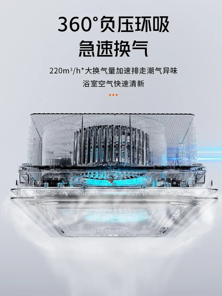 220V Intelligent Integrated Electric Heater with Ceiling Lighting for Bathroom - High-end Smart Heating Appliance Combo IAA