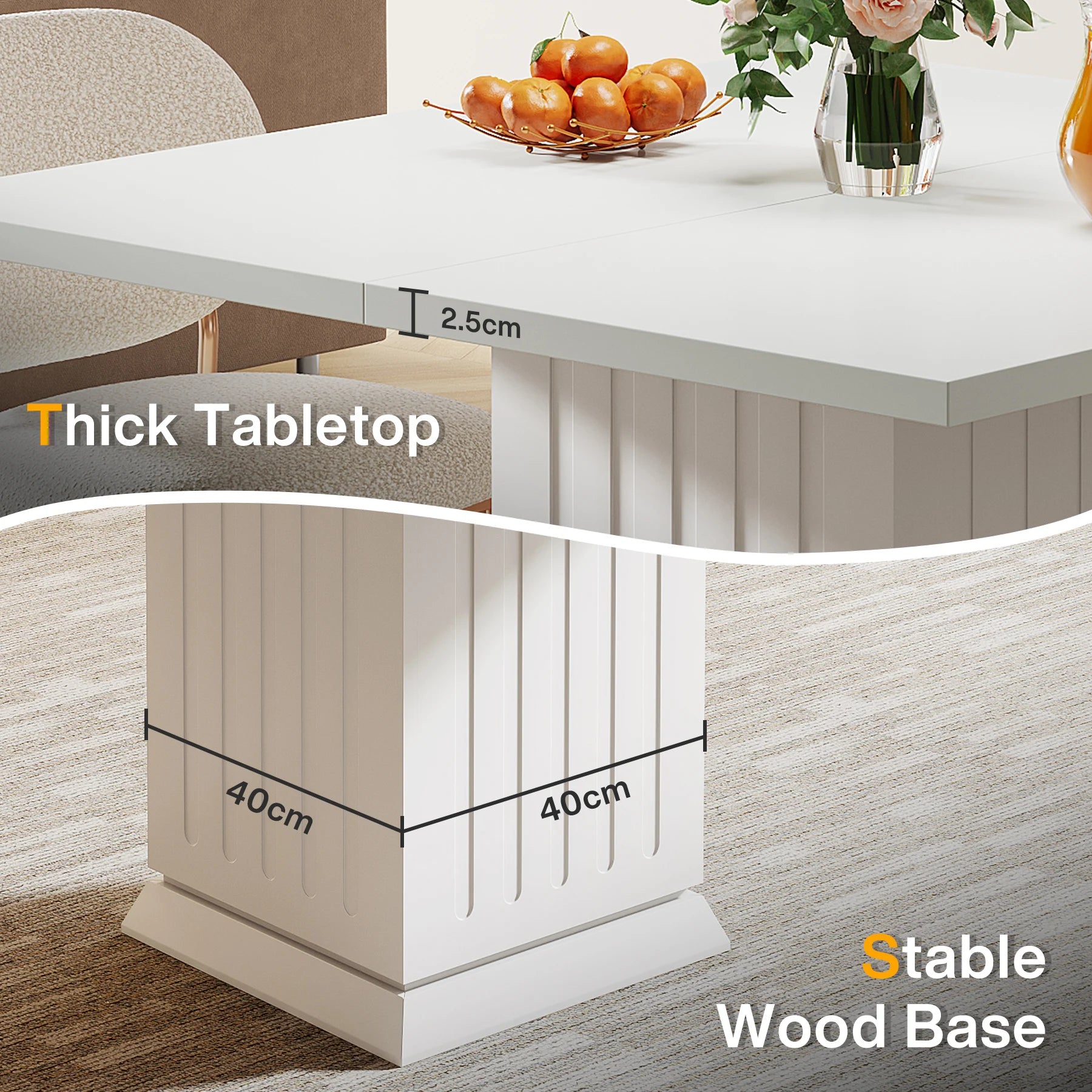 Tribesigns Square Dining Table with 2 Placemats, Modern Engineered Wood Small Dinner Kitchen Table for 4 People