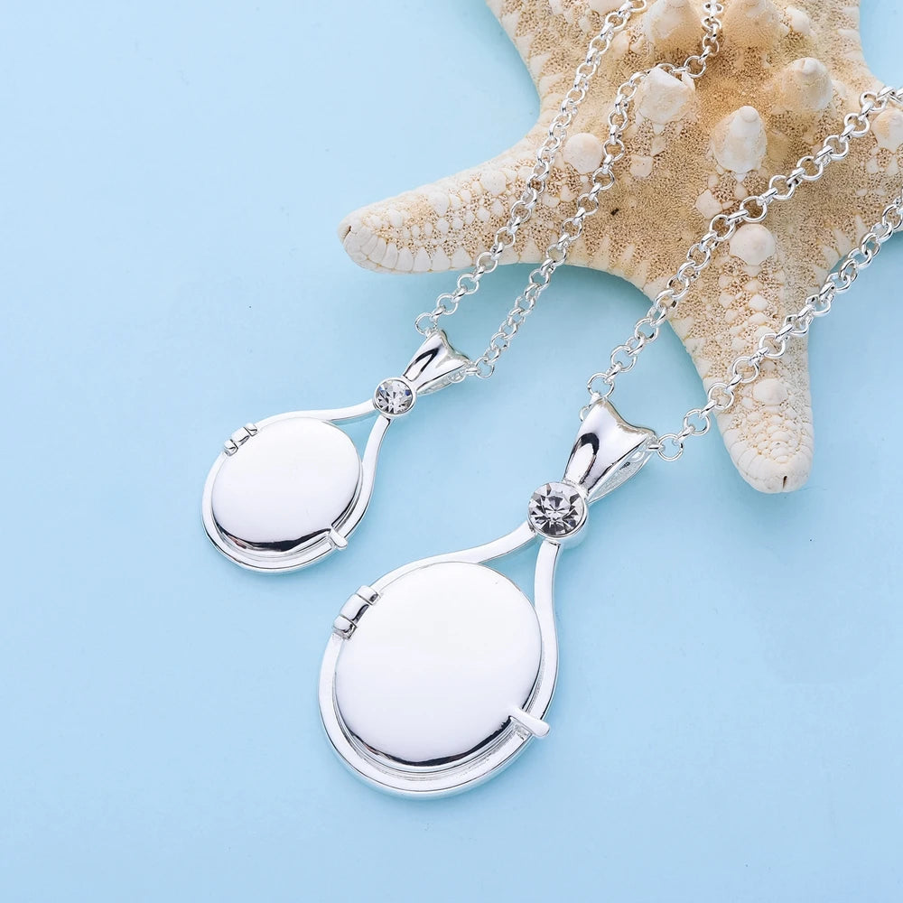 H2O Locket Pendant Necklace Mermaid Silver Color with Crystal Just Add Water Necklaces TV Movies Jewelry for Women Girls