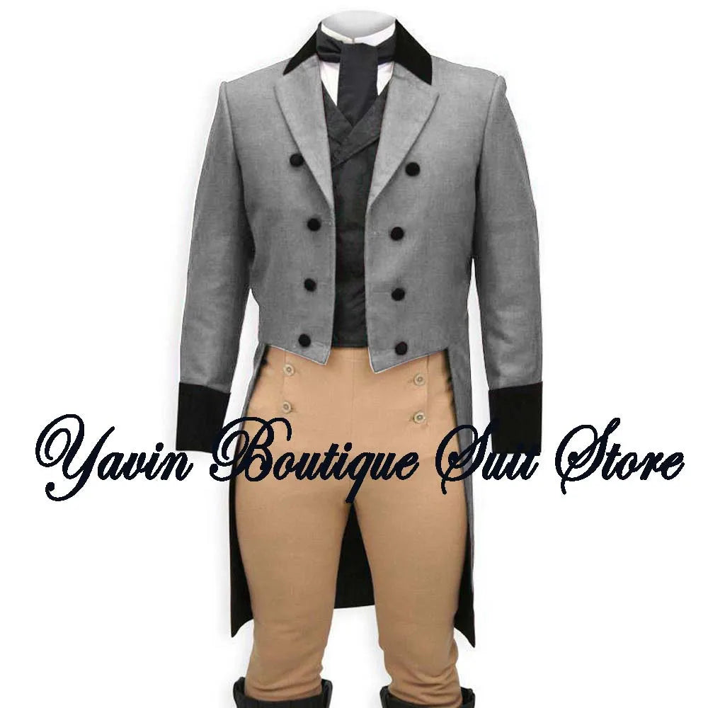 Men's 3 Piece Suit Swallow Tailed Coat Slim Fit One Breasted Tailcoat for Wedding Prom Dinner Party Blazer Pants Set