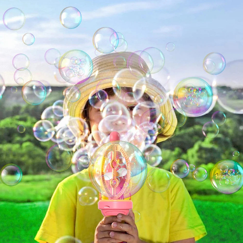Blowing Large Bubbles Automatic Bubble Gun with Liquid Toys Soap Machine Outdoor Party Play Toy for Kids Birthday Surprise Gifts