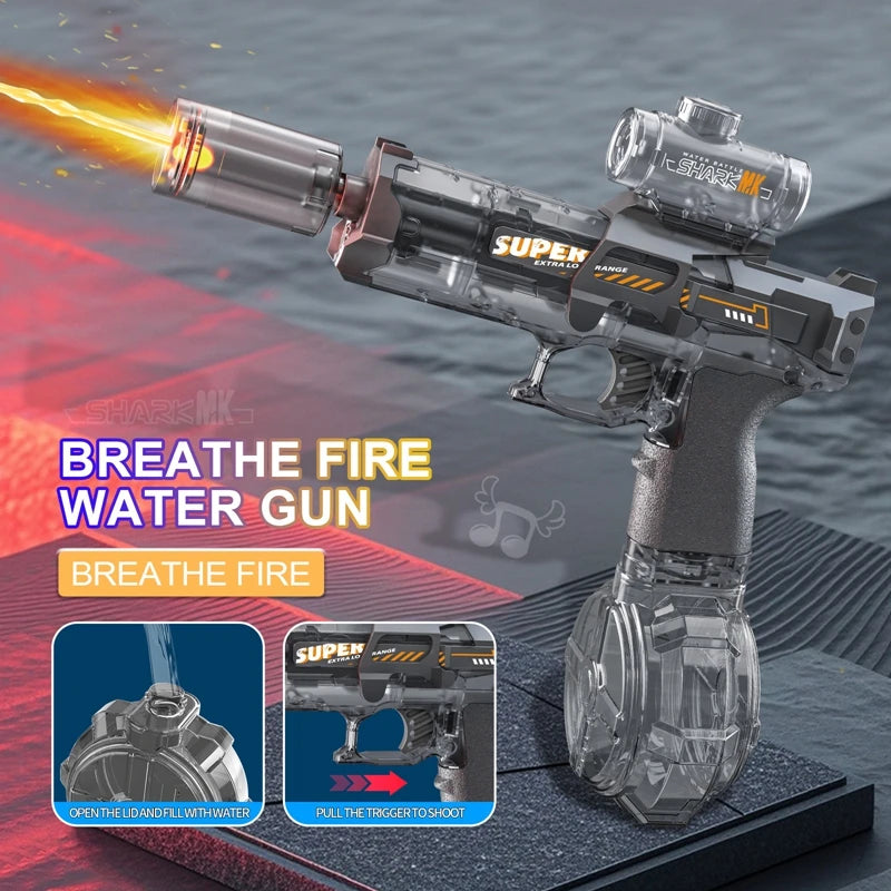 Electric Water Blaster Gun Children Automatic Water Pistol WaterGun with Led Light Summer Outdoor Game Party Toy for Adults Kids
