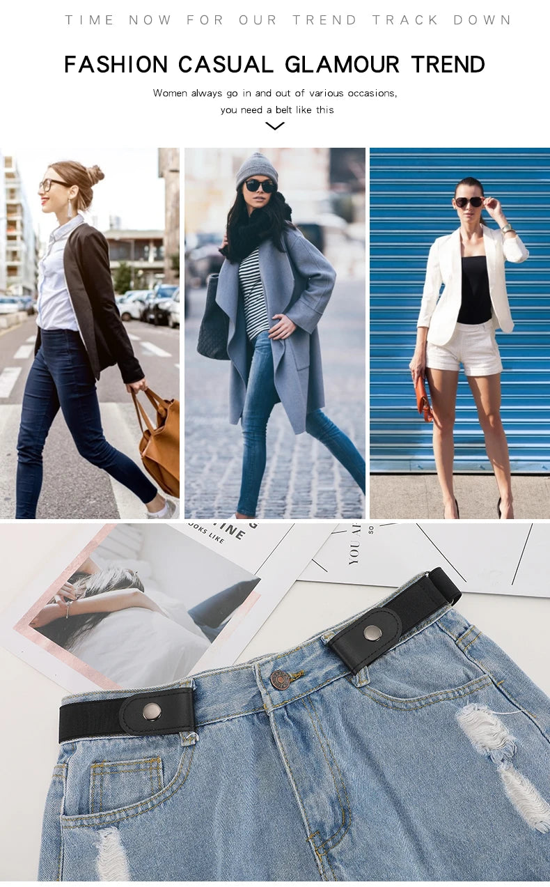 Buckle-Free Belt For Jean Pants,Dresses,No Buckle Stretch Elastic Waist Belt For Women/Men,No Bulge,No Hassle Waist Belt
