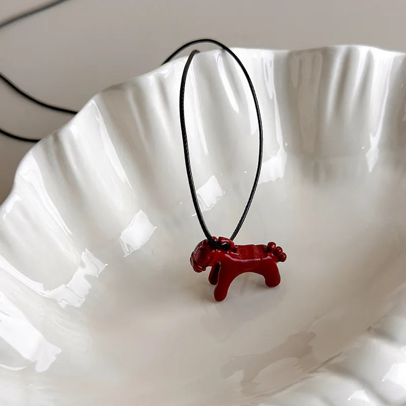 LATS Fashion Colorful Horse Pendant Long Necklace for Women Adjustable Sweater Chain Necklaces Jewelry Gifts Accessories