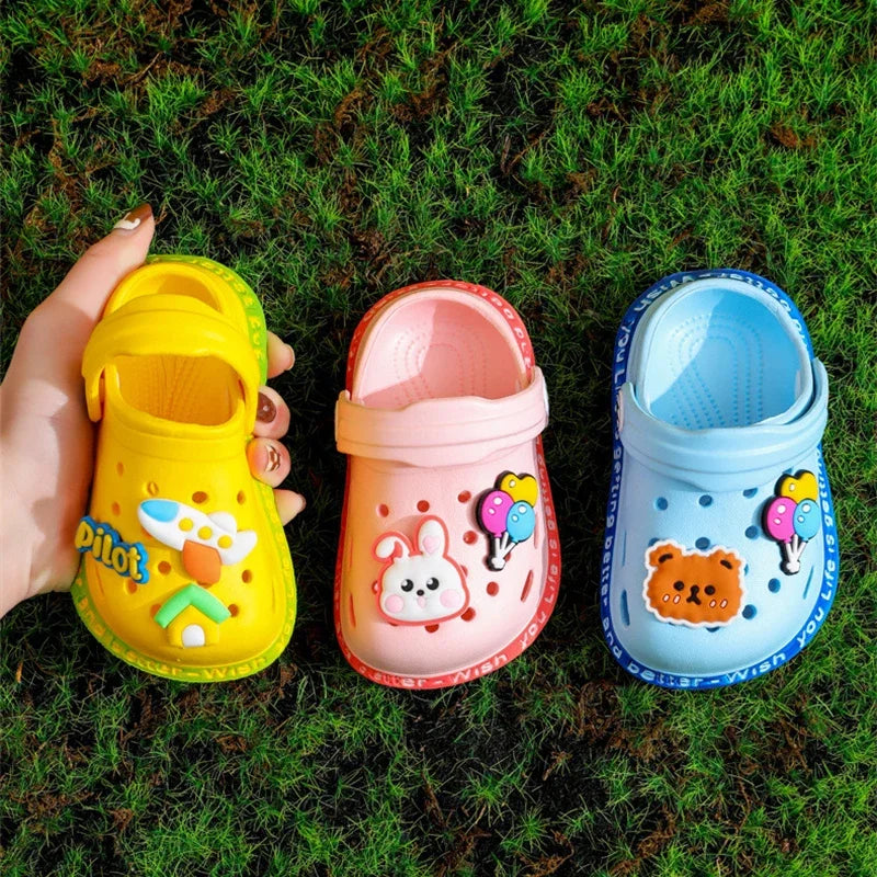 Summer Sandals For Girls Kids Baby Boys Girls Cartoon Baby Sandals Flat Heel Solid Soft Cartoon Slippers Children's Garden Shoes