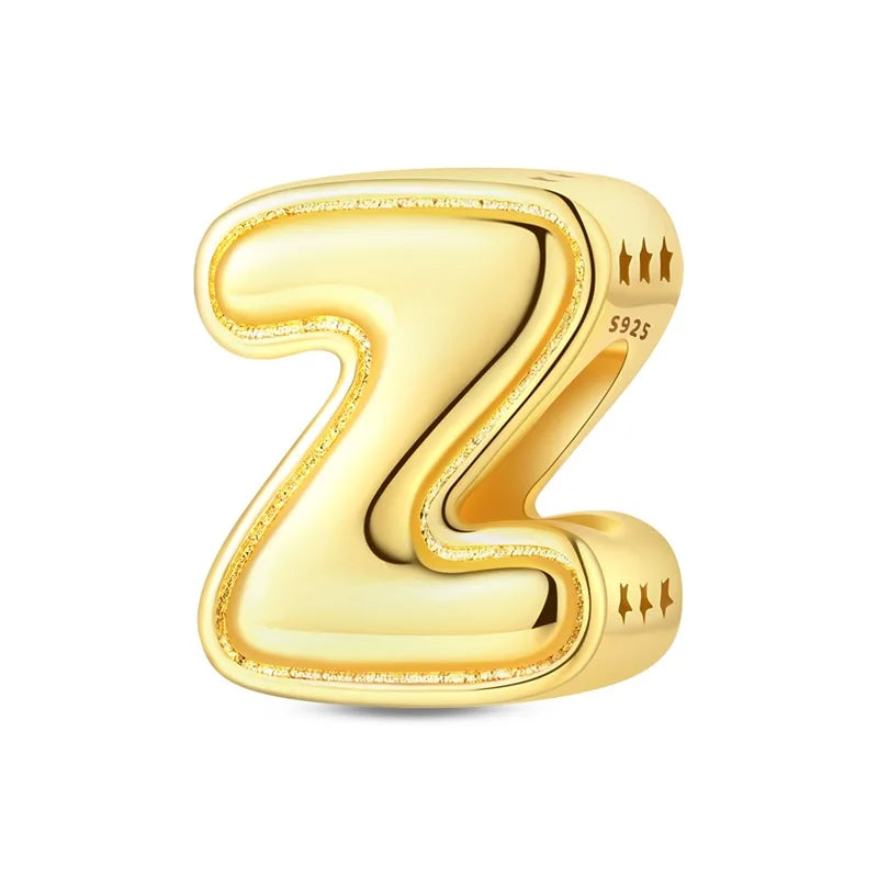 New Hot Sales 925 Sterling Silver 26 Golden Letters Charms Bead Fit Original Bracelet DIY Women Birthday Jewelry Gifts