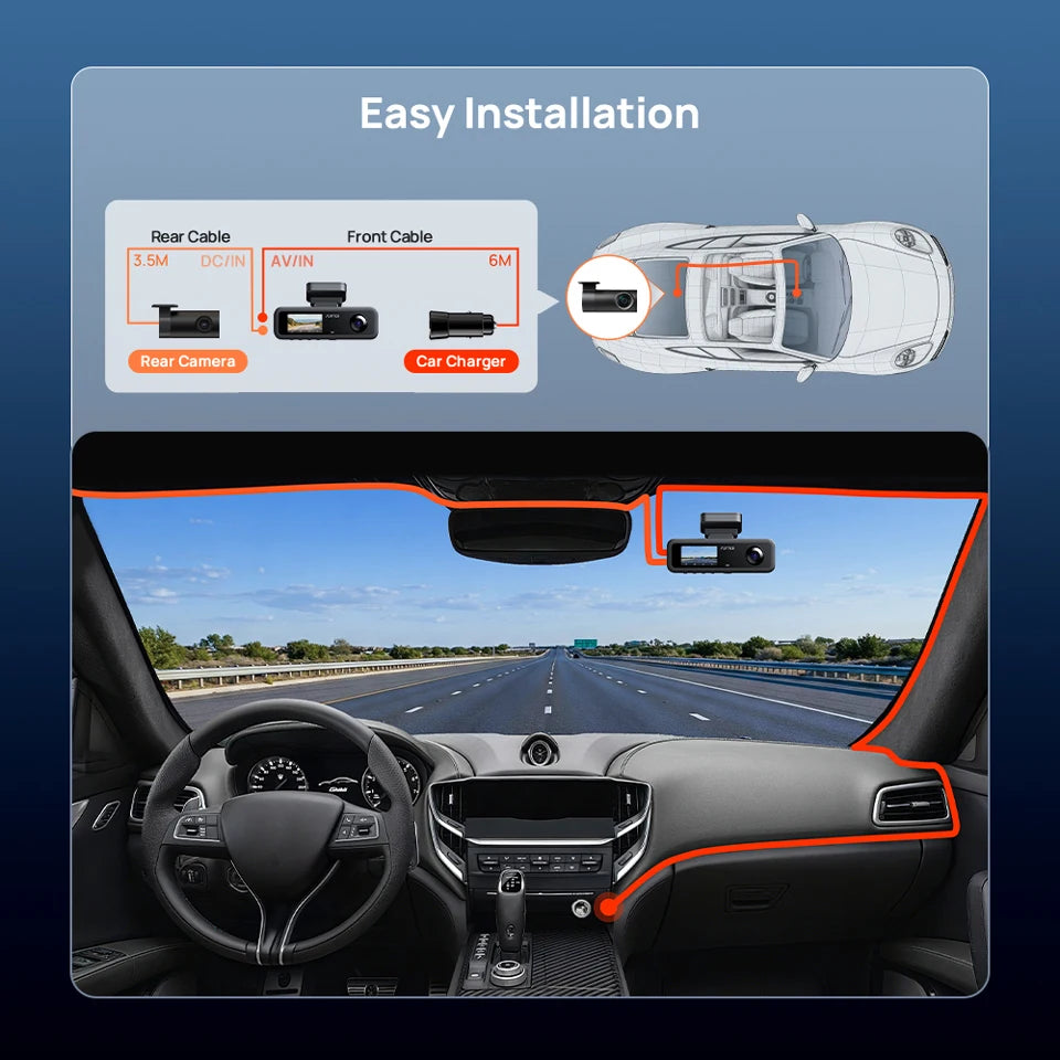 70mai t800e 3-Channel Front 4k + rear 1080p + interior 1080p HDR supercapacitor 24H parking GPS WiFi 6 70mai t800e voice control