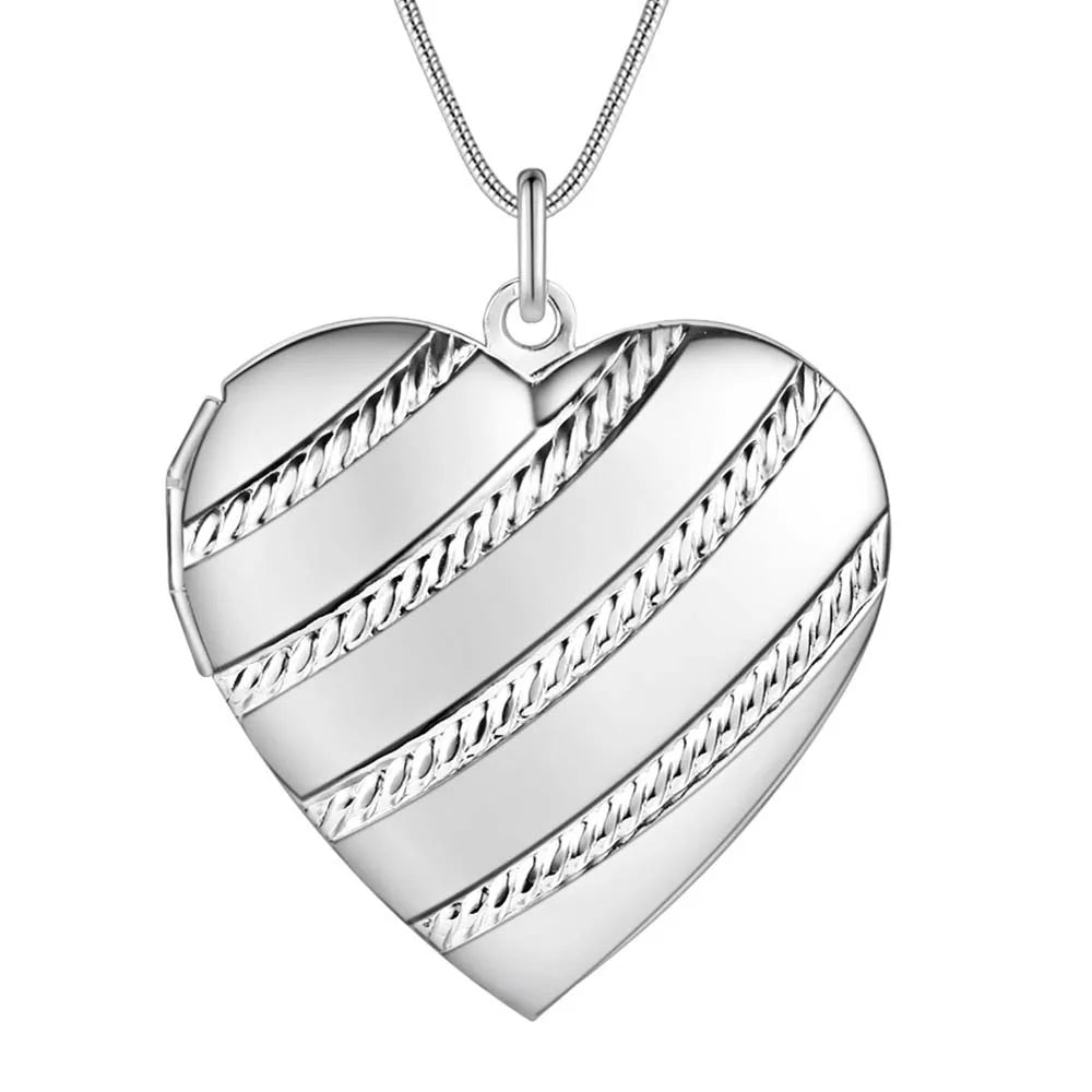 925 Sterling Silver Exquisite Heart Pendant Necklace Women's Fashion Wedding Engagement Jewelry