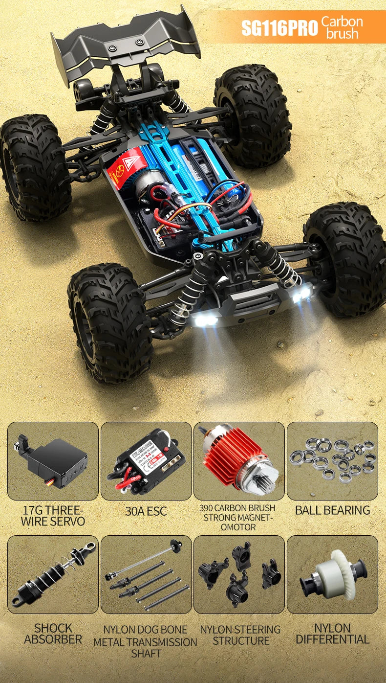 ZLL SG116 MAX 1:16 High Speed Drift Racing 80KM/H Brushless Motor 4WD SG116 Pro 40KM/H RC Car Off Road Car Toys For Kid Gift