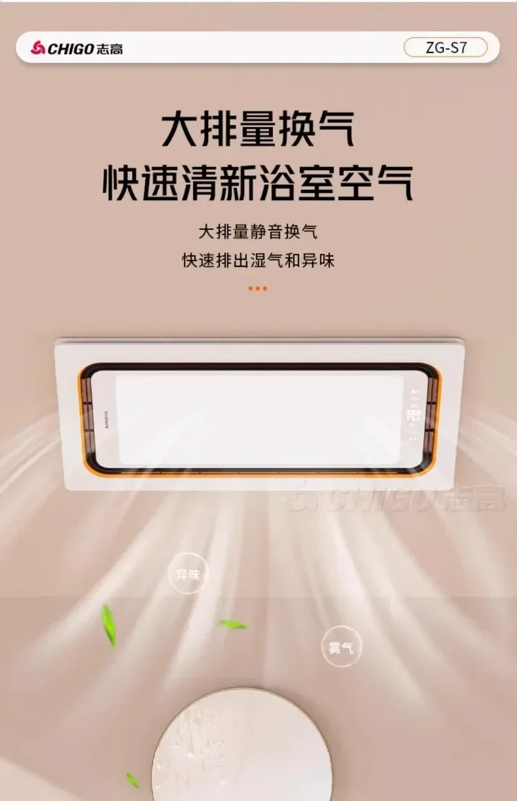 220V Intelligent Integrated Electric Heater with Ceiling Lighting for Bathroom - High-end Smart Heating Appliance Combo CCC