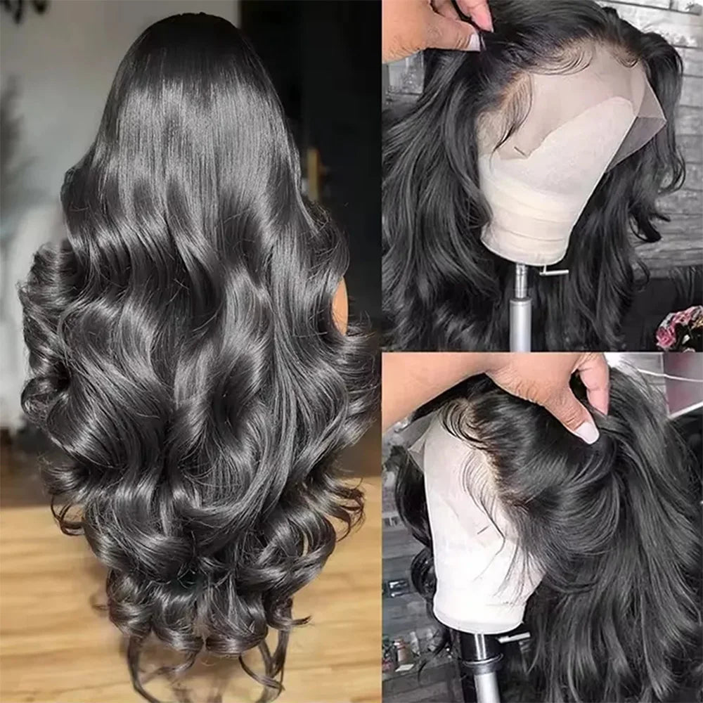 200% Density 13x6 Body Wave Lace Front Wigs Human Hair Pre Plucked For Black Women HD Transparent Glueless Lace Frontal Wigs