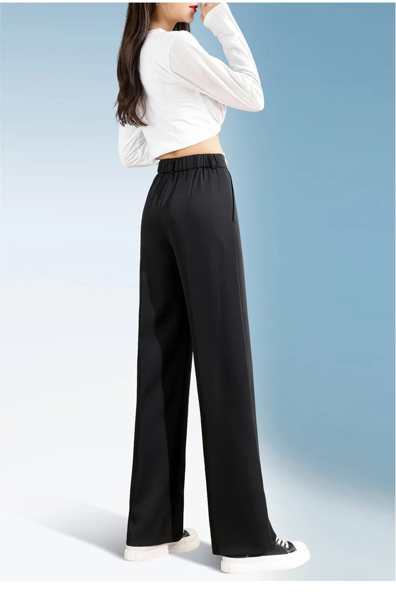 Women'S Loose Spring Summer 2025 New High Waist Wide Legs Slim Casual Trousers Korean Fashion Trend Female Suit Straight Pants