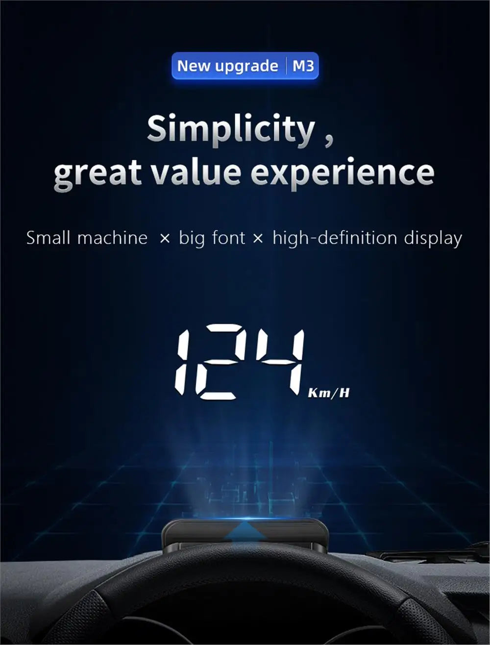 M3 OBD2 HUD / M1 GPS Head Up Display Auto Projection GPS Speedometer Digital Car Accessories Glass Projector Display HUD Alarm