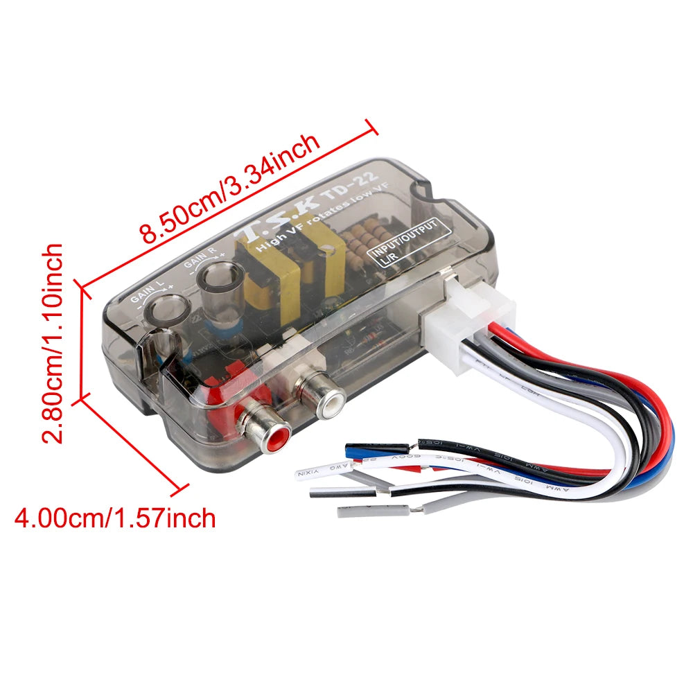 12V Converter Adapter Adjustable Frequency Line Car Subwoofer Stero Radio Converters Auto Car Audio Converter RCA Stereo