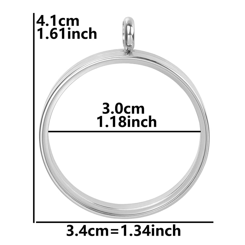 1Pc Stainless Steel Round Reliquary Photo Coin Holder Locket Pendant Openable Glass Cremation Urn Relicario Colgantes Jewelry