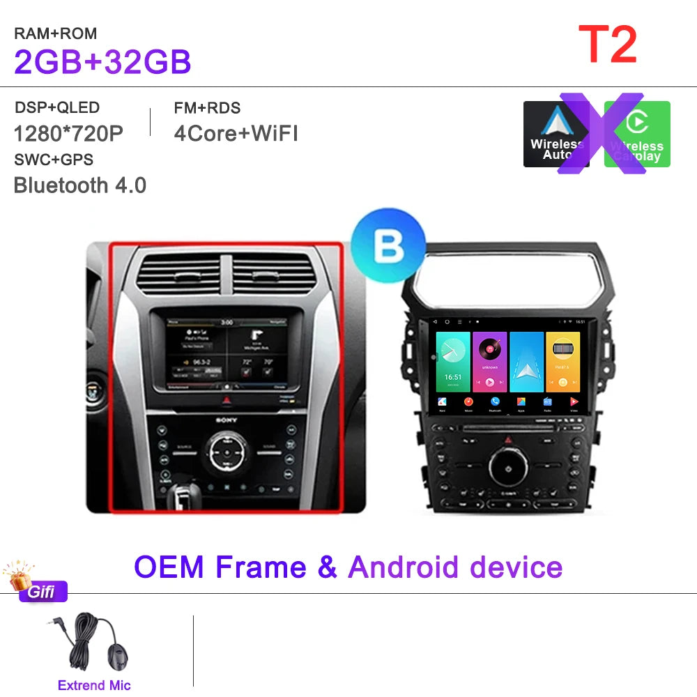 Auto Radio Android 16 For Ford Explorer 5 2011 -2019 Car Multimedia Player Navigation Stereo GPS No 2Din DVD Head Unit  Dash Cam