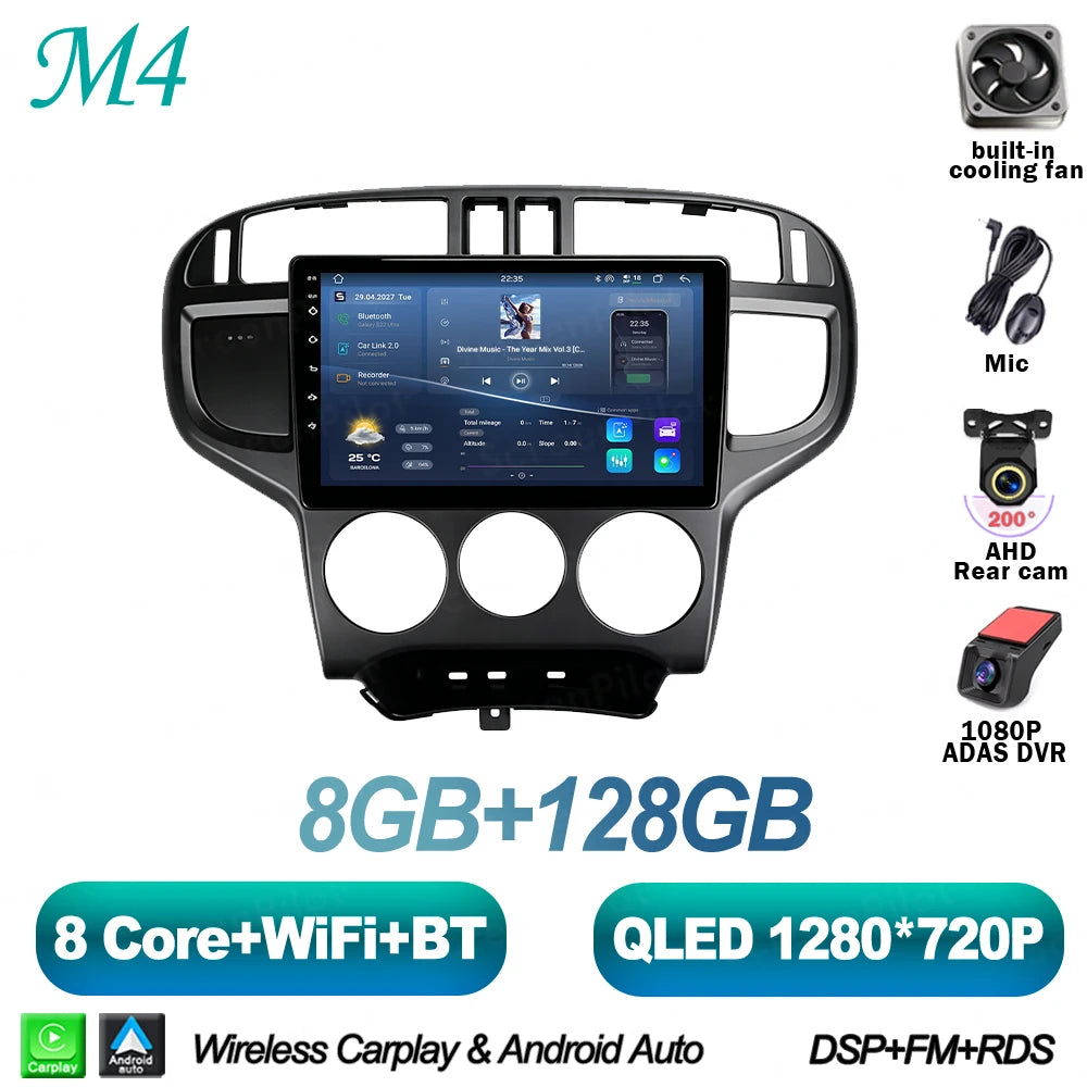 Android 16 For Hyundai Matrix 2001-2010 Car Radio Stereo Head Unit Multimedia Video Player GPS Navigation 2K QLED 9 Inch 5G RDS