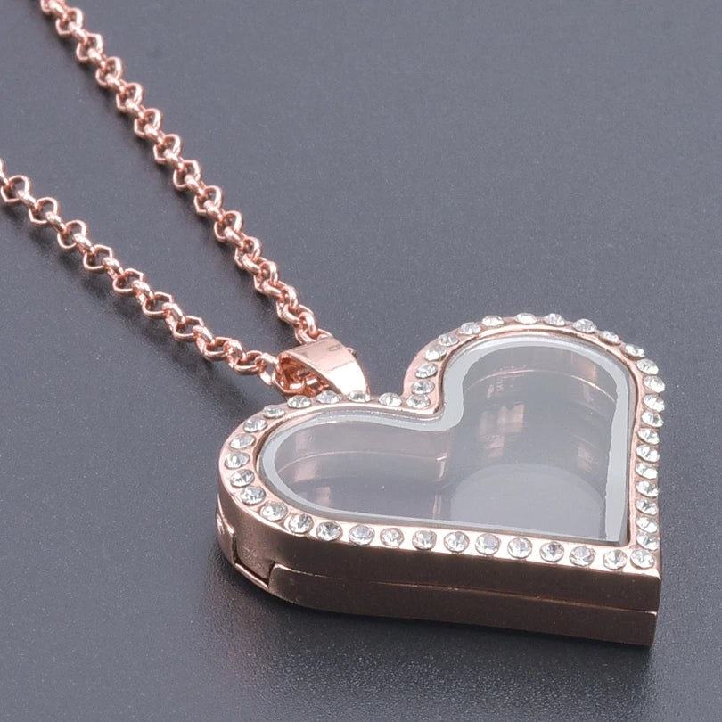 1Pc Trendy Sweet Love Glass Reliquary Photo Locket Pendant Necklaces Goth Heart Cremation Ashes Urn Relicario Collares Jewelry