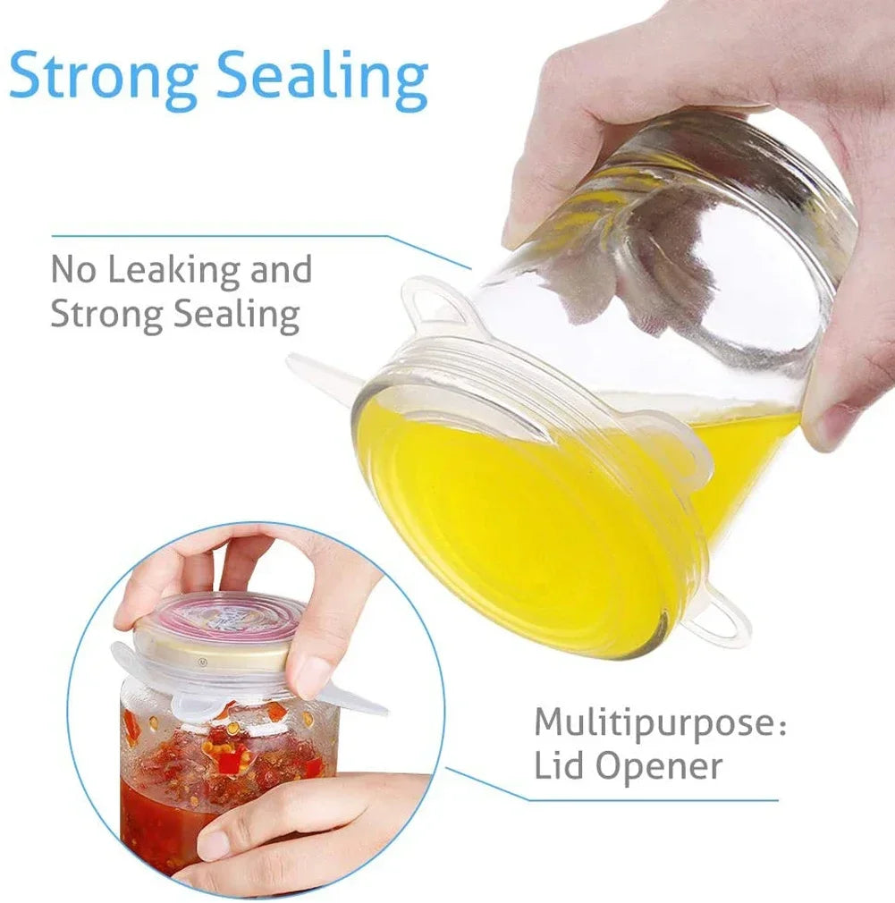 For Kitchen Accessories Plastic Adaptive Kitchen Storage Organization Container Adjustable Elastic Silicone Caps Refrigerator