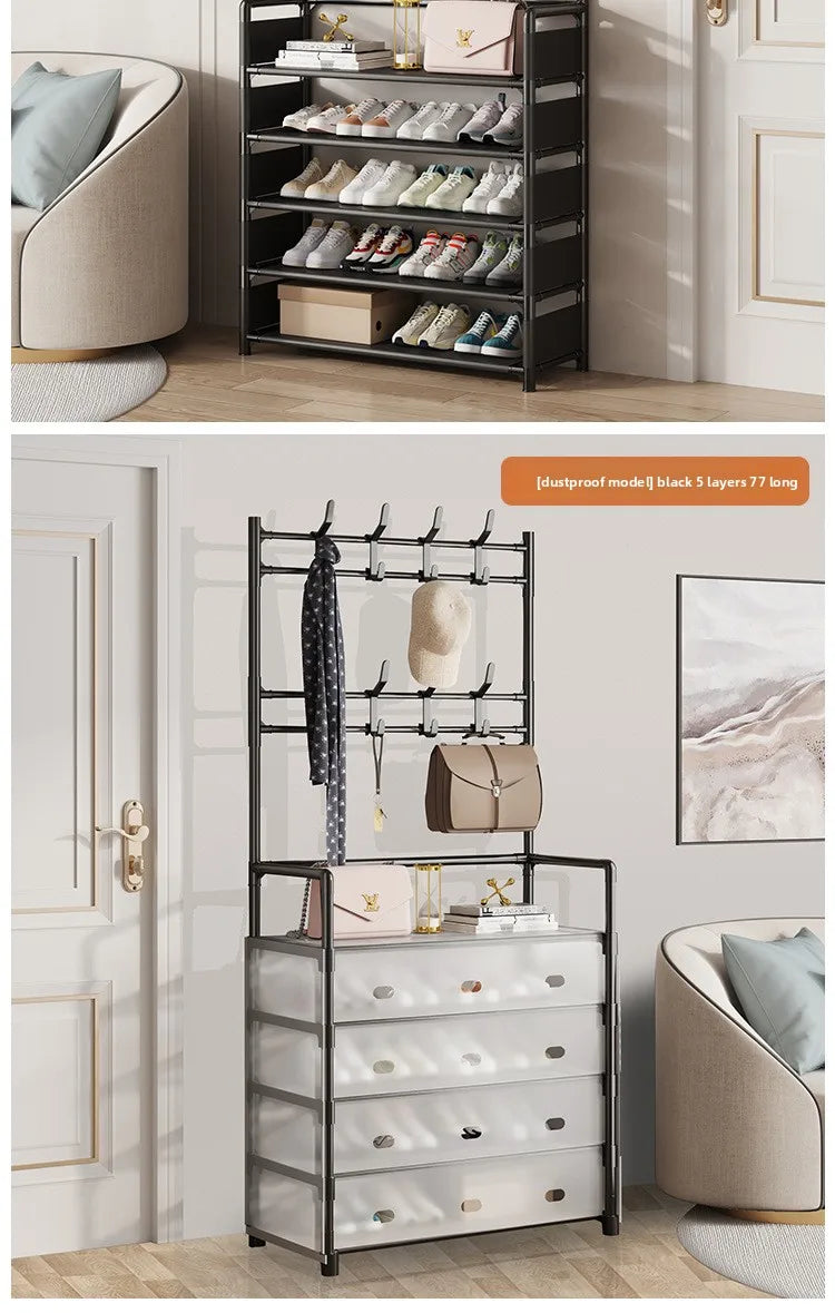 Multi-layer Door-mounted Shoe Hat Rack - Simple Assembly Household Integrated Multi-functional Storage Cabinet for Home Use
