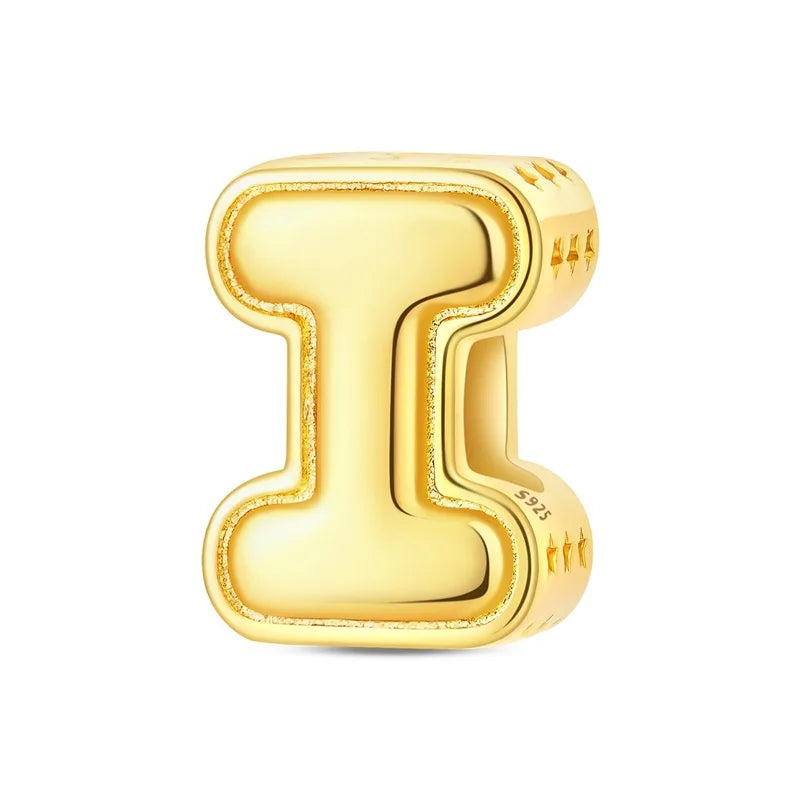New Hot Sales 925 Sterling Silver 26 Golden Letters Charms Bead Fit Original Bracelet DIY Women Birthday Jewelry Gifts