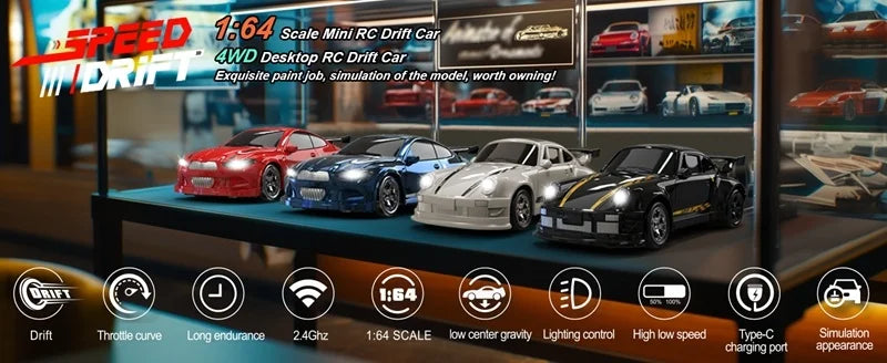 4WD RC Drift Car 1:43 Remote Control Cars Truck 4x4 Racing Drifting 2.4G Radio Mini Vehicle Model Toy Gift for Adults Kids Boys