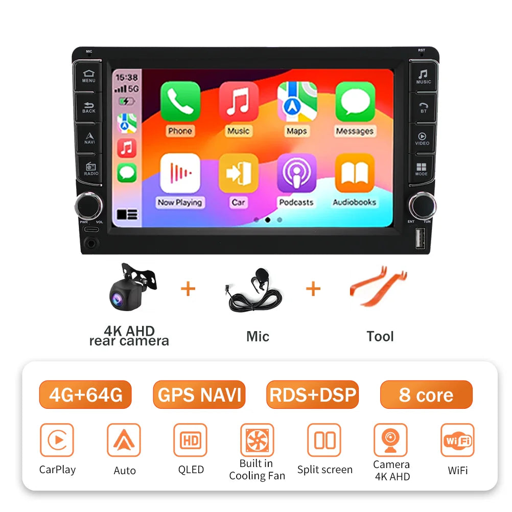 Android 16  For Kia RlO 2 2005 - 2011 2 Din Video Player Car Radio Multimedia Stereo Navigation Carplay AUTO Head Unit Audio  GP