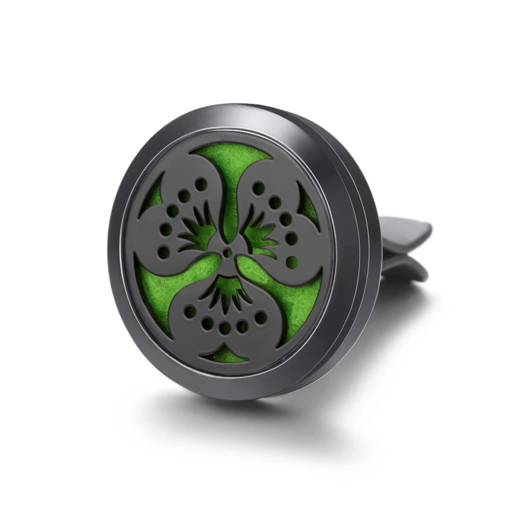 New Car Air Freshener Diffuser Clip Black Hollow Pattern Aromatherapy Lockets Essential Oil Perfume Pendant Car Ornaments Gift