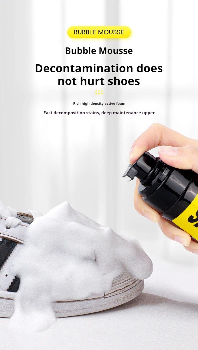 150ML Water-Free Foam Sneakers Cleaner Shoe Brush Shoe Suit Foam Dry Cleaning Shoes Cleaner Cloth Work on White Shoe Suede Boot