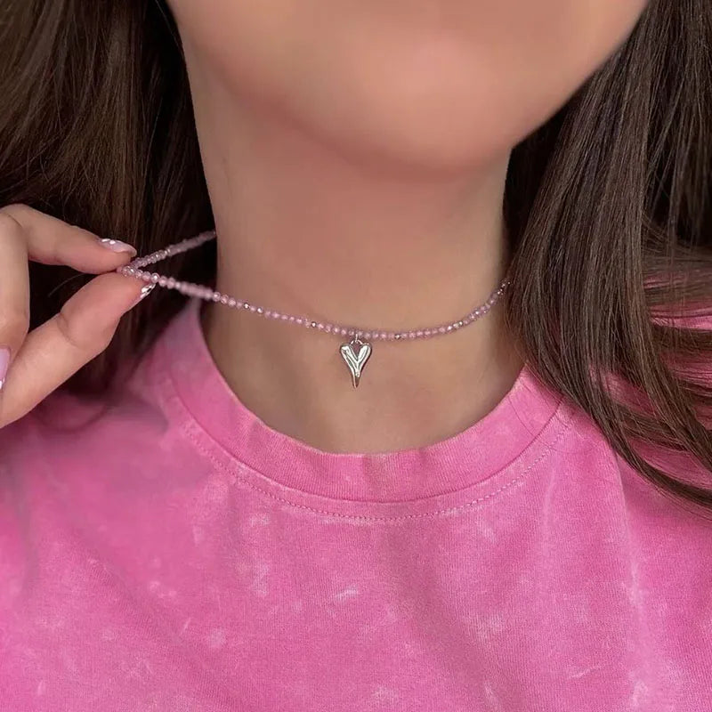 Fashion Tassel Chain Pendant Necklace For Women Boho Transparent Crystal & Imitation Pearl Chain Jewelry Valentine's Gift N0538