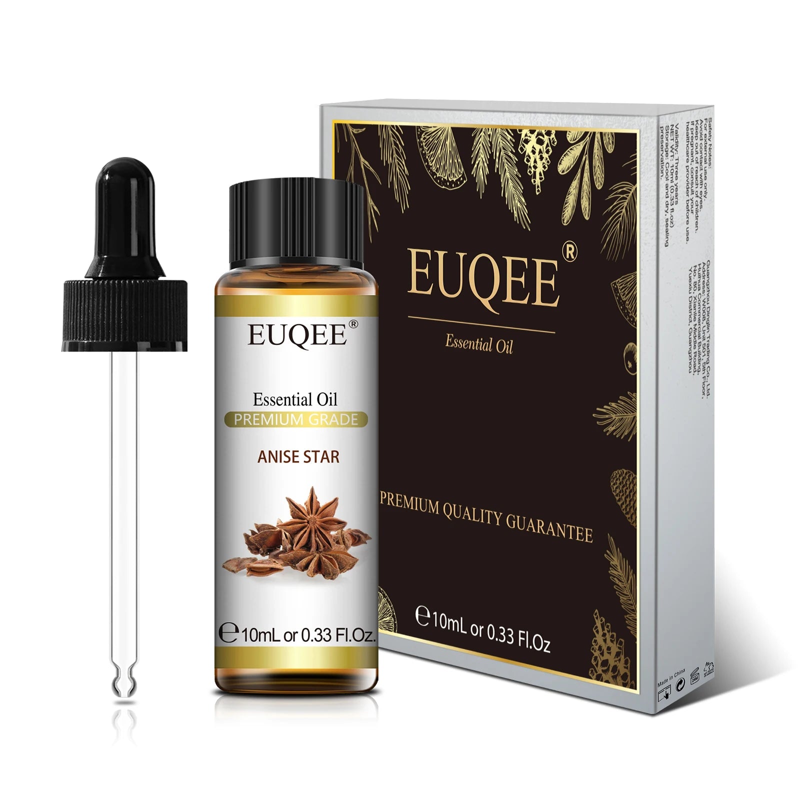 EUQEE 10ml Pure Natural Essential Oil Lavender Jasmine Eucalyptus Vanilla Sandalwood Sweet Orange Lemon Oregano Rose Fragrance