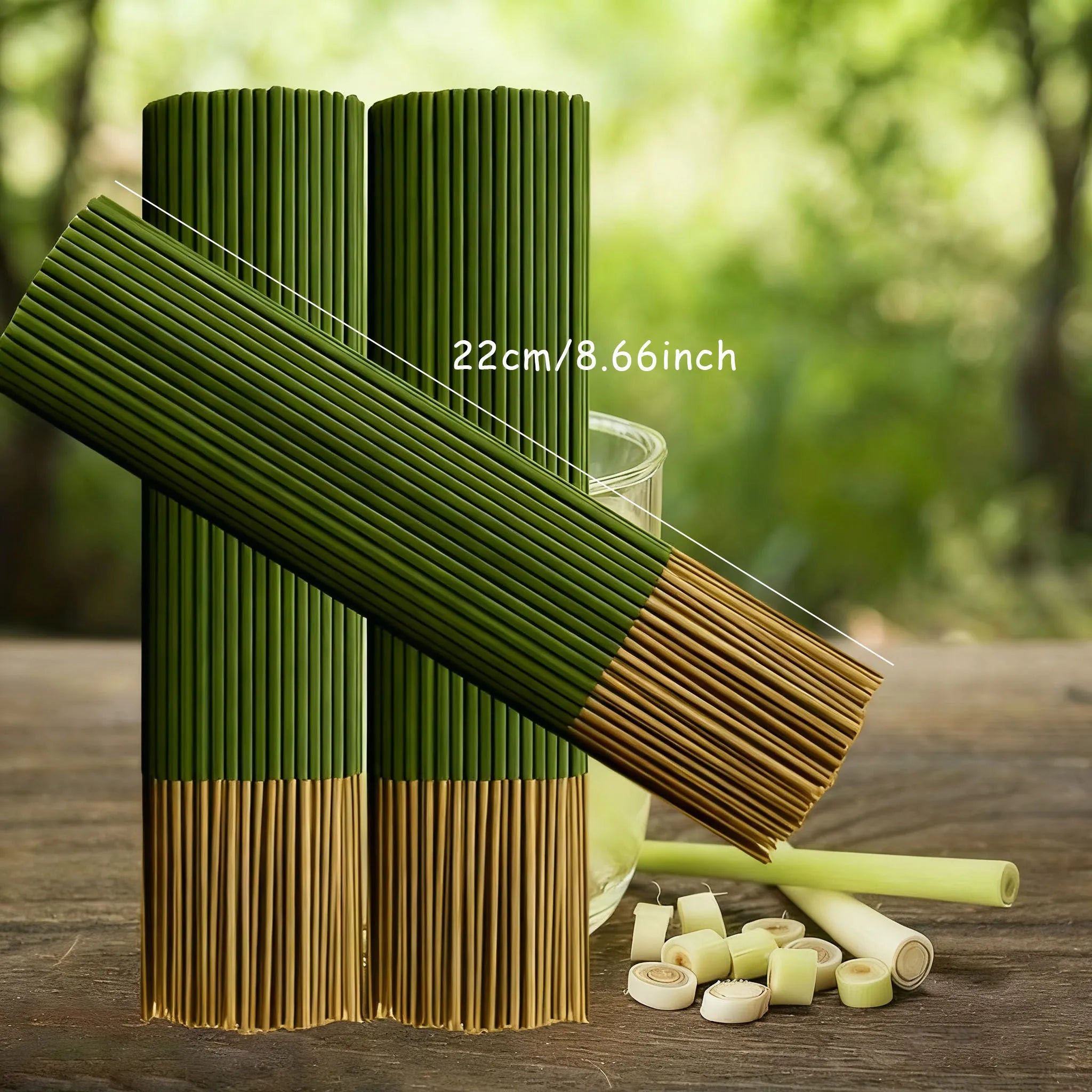 Lemongrass Sticks That Extend the Burning Time, Artificial Wooden Four-Season Fragrance, Suitable for Home, Camping, Garden, Pool and Outdoor Activities - Feng Shui to Remove Bad Energy, Purify the Air, Relax the Mind, Recycl