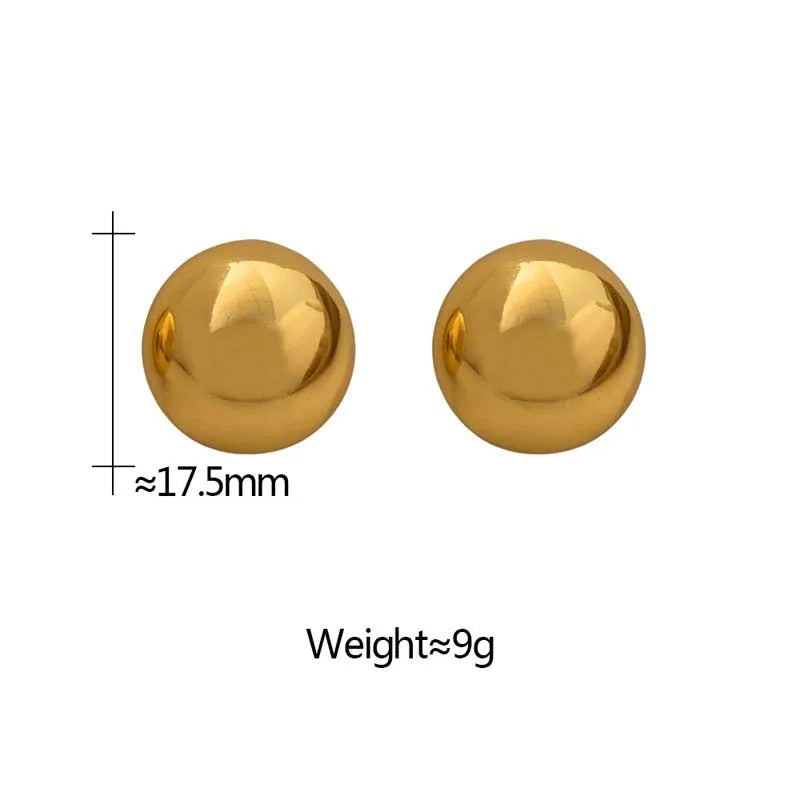 Punk Metal Big Ball Round Stud Earrings for Women Girls 2024 New Simple Fashion Semicircle Geometric Earrings Jewelry Gifts