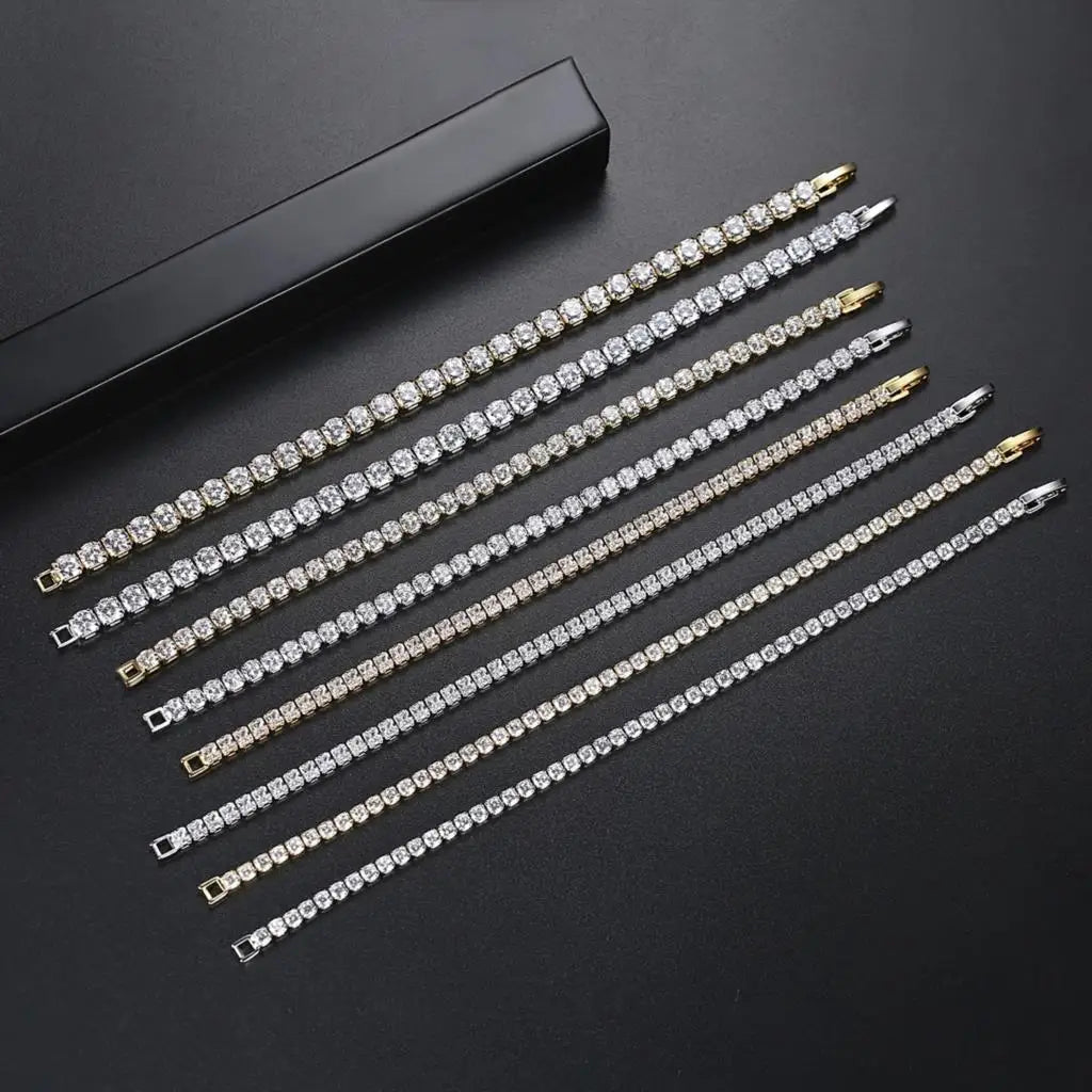 Hip Hop Iced Out 3/4/5mm Crystal Tennis Bracelet for Men Homme Punk Zirconia Women's Chain on Hand Streetwear Trendy Jewelry