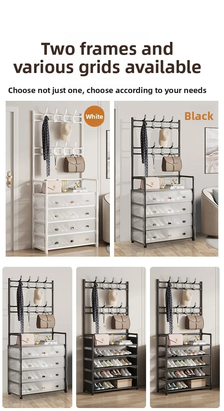 Multi-layer Door-mounted Shoe Hat Rack - Simple Assembly Household Integrated Multi-functional Storage Cabinet for Home Use