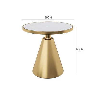 Luxury Round Side Table with Marble Top and Metal Base Modern End Table for Small Space Living Room Bedroom Hotel Use