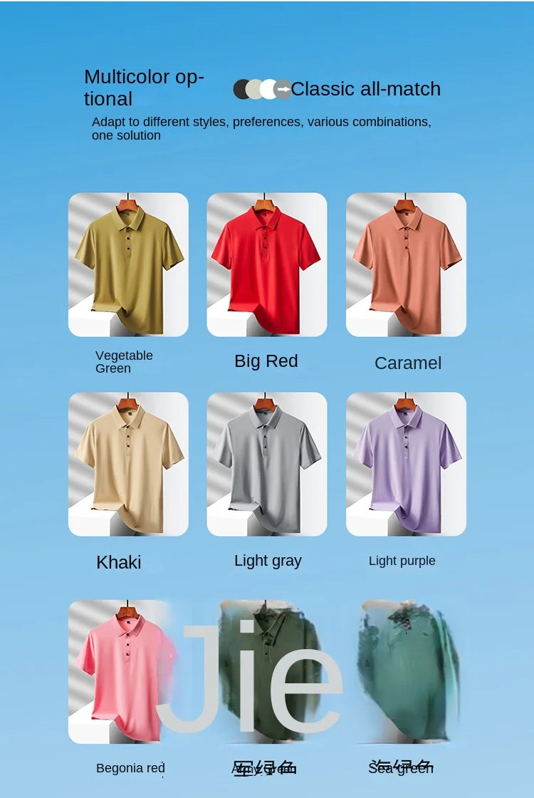 Selected popular nylon fabric, dad's summer clothing, middle-aged men's short sleeved T-shirt, summer ice silk quick drying, mid