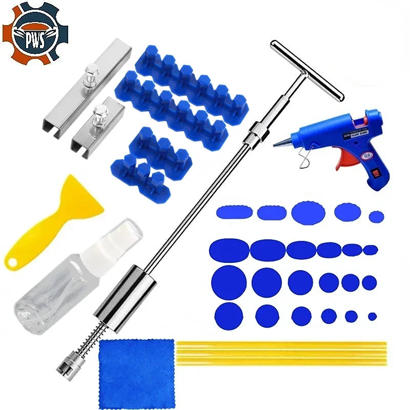 PWS Car Dent Repair Tools Puller Removal Kit Slide Hammer Reverse Hammer Tool Body Suction Cup Adhesive Blue Glue Tabs