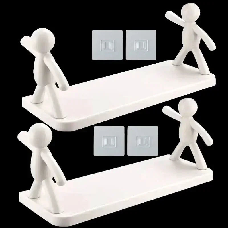 2025 Self-adhesive Bathroom Shampoo Storage Racks Plastic Shelf Storage Organization Shelves Support Holder