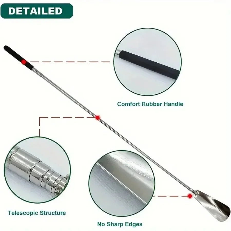 1PC Retractable Stainless Steel Elderly Shoe Puller, Shoe Assistant, Suitable for Both Men and Women, Schoenlepel, Shoe Horn