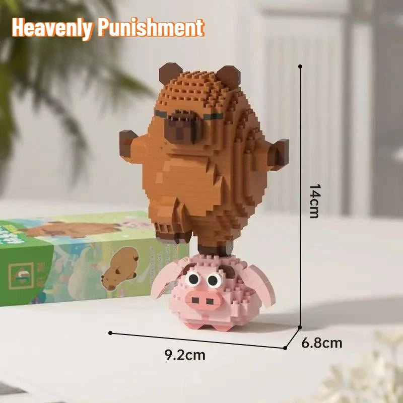 Lovely Cartoon Animals Capybara Micro Diamond Block Construction Model Building Bricks Educational STEM Toys For Kids Gift