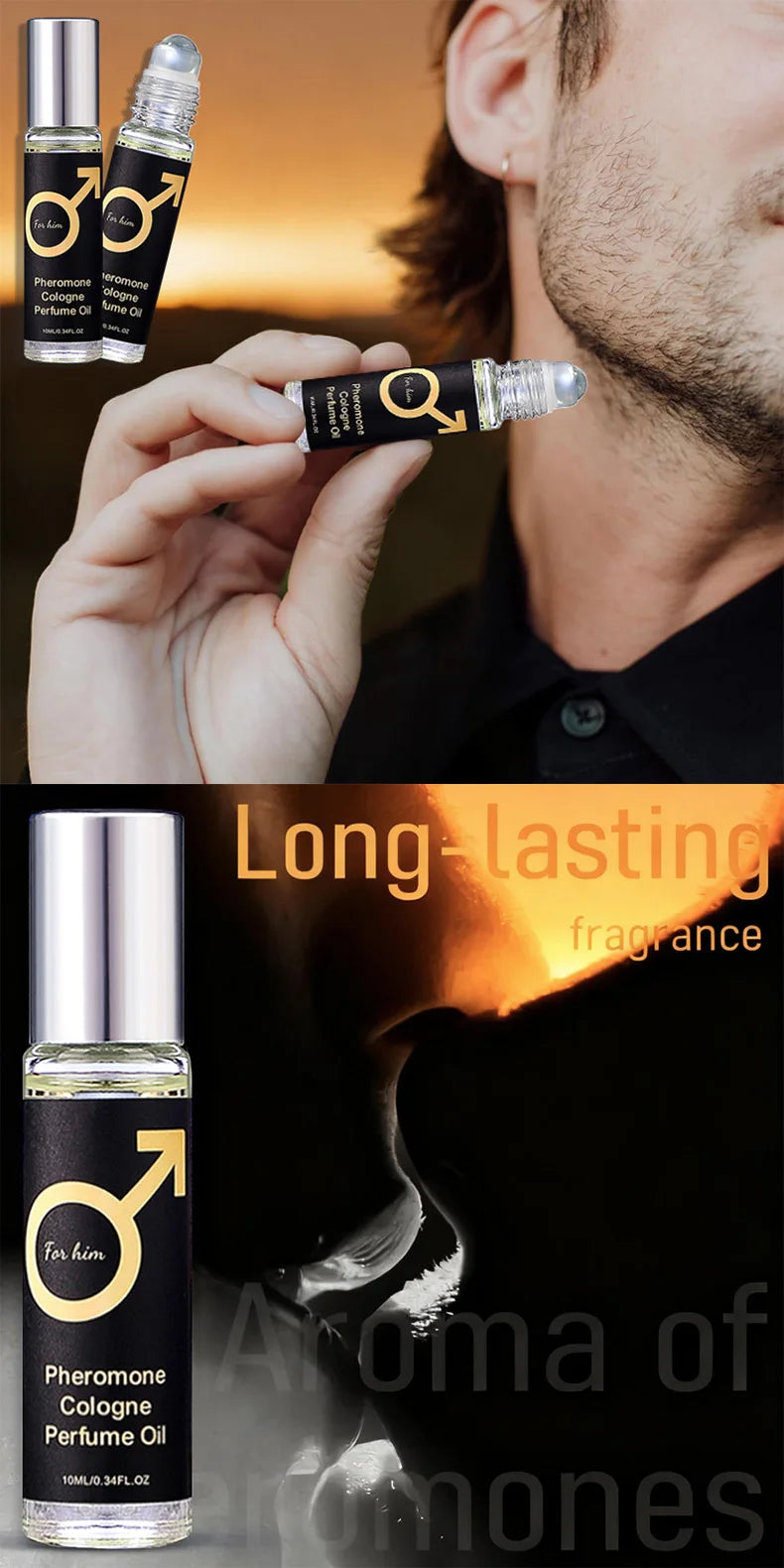 Men's rolling fragrance, long-lasting fragrance, cologne fragrance, emits charming fragrance, suitable for dating and daily use