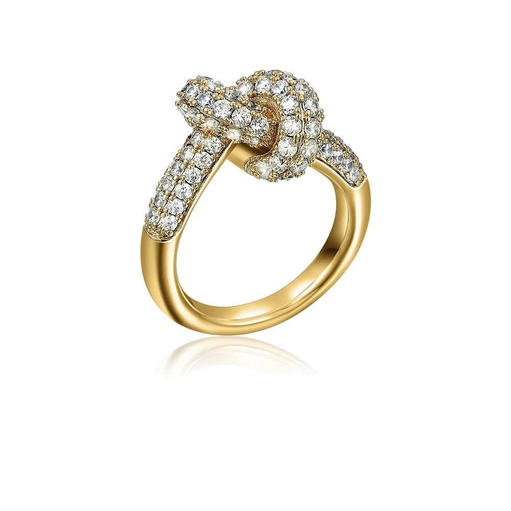 Colored Zircon  Intersection Ring Classic  Design Style Stainless Steel Waterproof Anti Fading Geometry Lady Unique Jewelry Gift